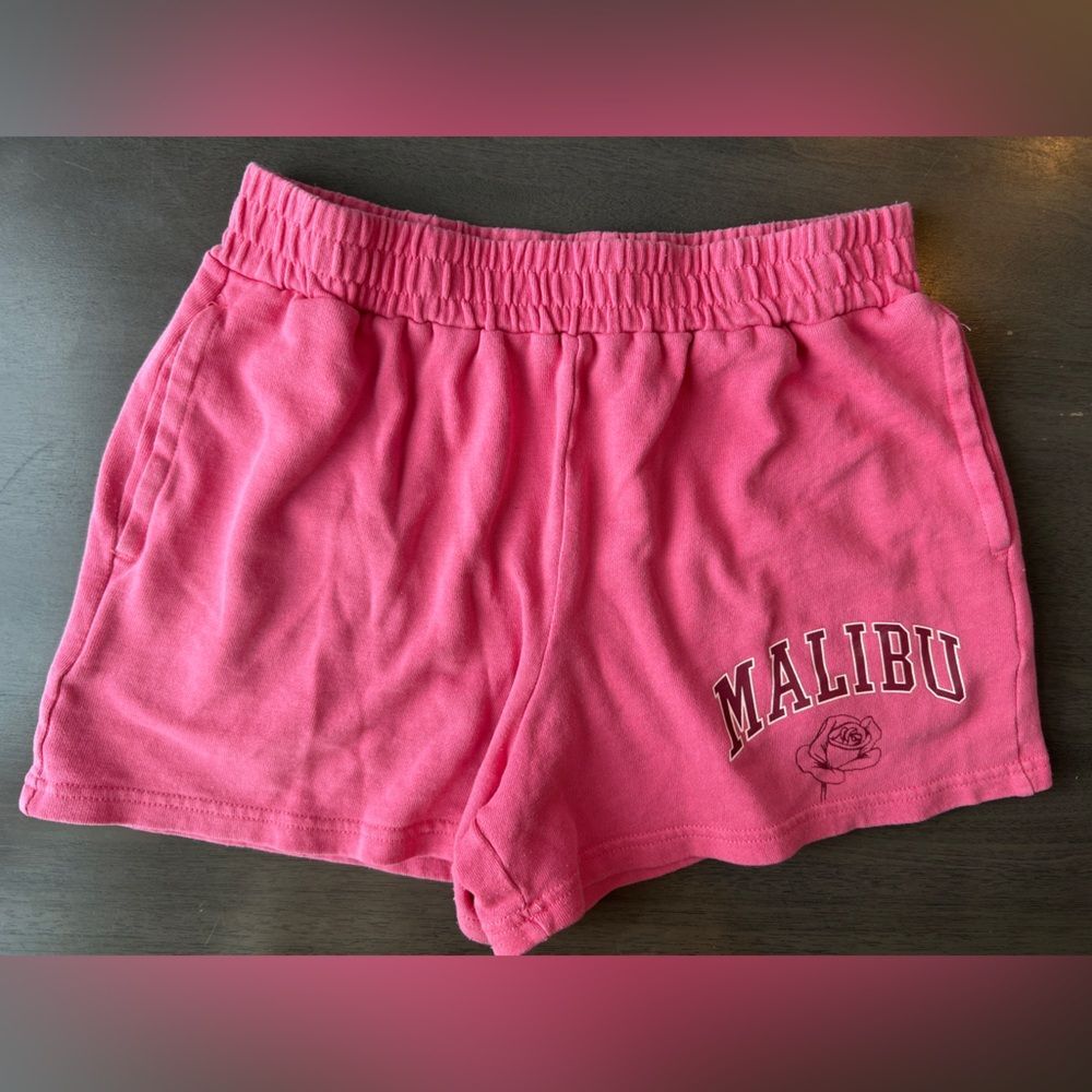 Malibu Graphic Sweat Shorts Pink Beach Lounge Shorts Women S